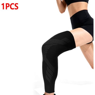 1 pièce Manchon de compression pour jambe en cuivre Long support de genou pour soulager la douleur, le gonflement, l'arthrite, la mauvaise circulation, les coureurs XXXL noir