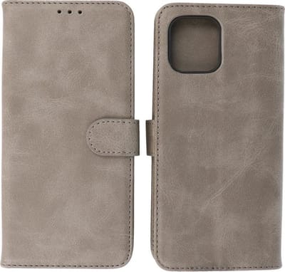 Motorola Moto Edge 20 Lite Hoesje - Book Case Telefoonhoesje - Kaarthouder Portemonnee Hoesje - Wallet Case - Grijs