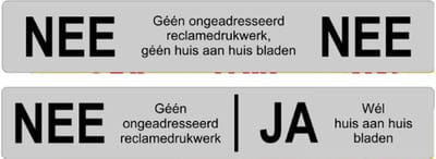 Brievenbusplaatje - NEE NEE sticker - Andere kant is NEE JA brievenbus – NEE NEE sticker - NEE JA sticker - Aluminium - Zelfklevend - 150 mm x 30 mm x 1,6 mm