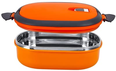 JeiibrZui Lunchbox - Lekvrije Lunchbox Van Roestvrij Staal Met Thermische Isolatie - Houdt Voedsel Warm Op School En Kantoor - 1 Stuk - Oranje