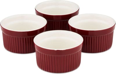 Ramekin, Ovenschaaltje, Set van 4 Stuks, ø 9 cm, Rood, Keramiek - Barbary & Oak | Foundry