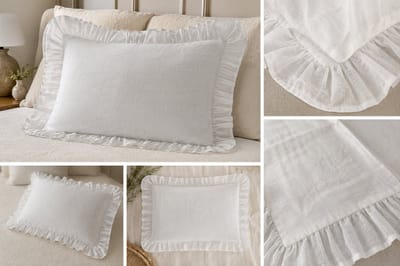 Linnen Kussenslopen 60x70 cm Set van 2 – 55% Linnen 45% Katoen – Kussenslopen met Ruches – Luxe Hotelkwaliteit – Wit