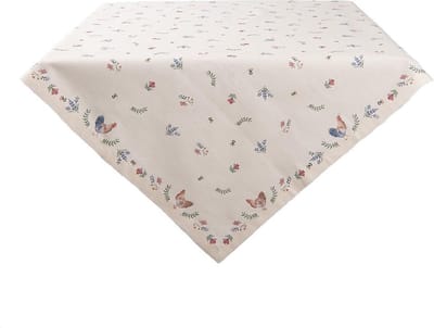 Clayre & Eef Tafelkleed 150x250 cm Beige Blauw Katoen Kip en Haan