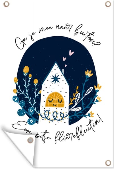 Muurdecoratie Ga je mee naar buiten? - Spreuken - Quotes - 120x180 cm - Tuinposter - Tuindoek