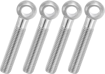 4 stuks oogbout M12 x 75 mm met draaibare schouders, 304 roestvrij staal metrisch halfgetande schroefdraad visoog schroefdraad glijdend gat bout optillen schroeven zilvergrijs
