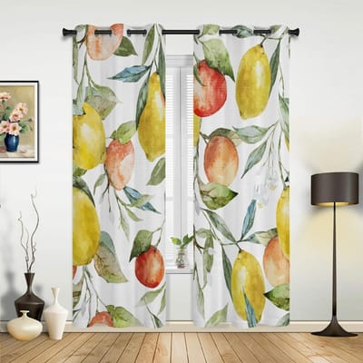 Fruit Citroengeel Wit Gordijnen voor Slaapkamer Woonkamer Draperieën Keuken Kinderkamer Raamgordijn Modern Huisdecor 135W x 60H(cm) x1