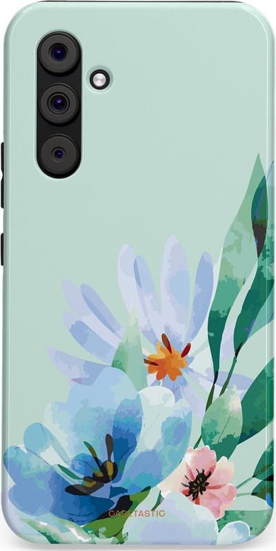 Casetastic hoesje geschikt voor Samsung Galaxy A54 (2023) 5G - Dubbellaagse bescherming - Lente schildering - Fashion Case - Lichtgrijs Lichtblauw Mintgroen