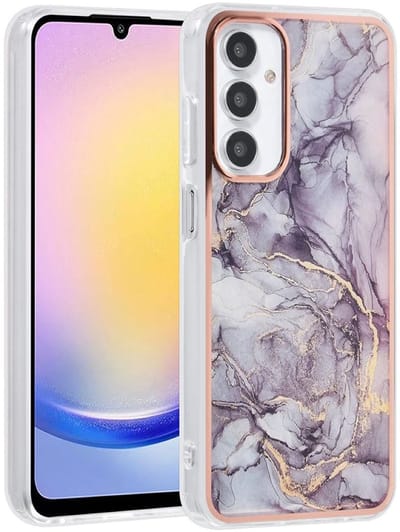 Multimedia & Accessoires Siliconen Marmer Harde Back Cover Case Hoesje geschikt voor Samsung Galaxy A36 5G – TPU – Harde Plastic – Bruin