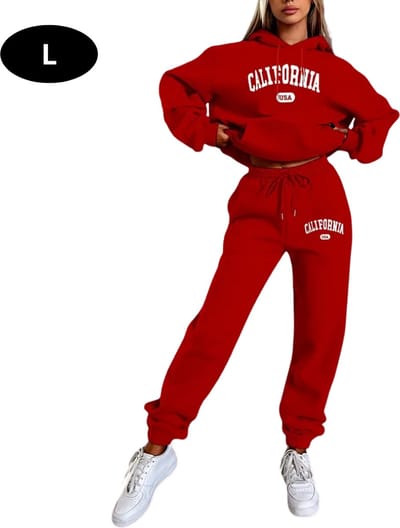Livano Joggingpak Dames - Huispak - Volwassenen - Trainingspak - Comfortabel - Jogging Pak - Joggingsbroek - Rood - L