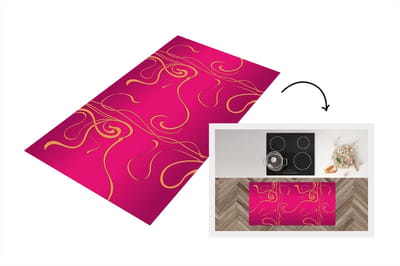 Keukenloper - Loper keuken - Art nouveau - Goud - Roze - Patronen - 120x60 cm - Keukenloper vinyl