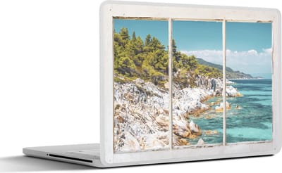 Laptop sticker - 12.3 inch - Doorkijk - Zee - Strand - 30x22cm - Laptopstickers - Laptop skin - Cover
