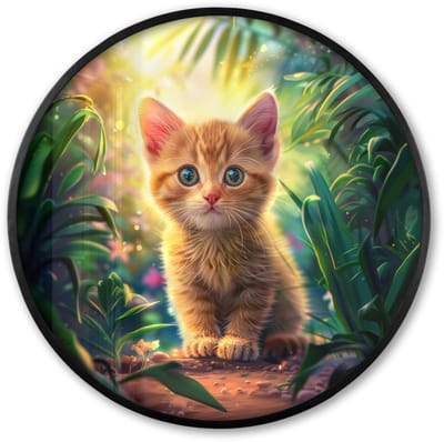 Poster in lijst Rond - Fotolijst 60x60 cm - Posters - Kat - Huisdier - Natuur - Ronde posterlijst zwart - Decoratie - Wanddecoratie woonkamer - Muurdecoratie slaapkamer
