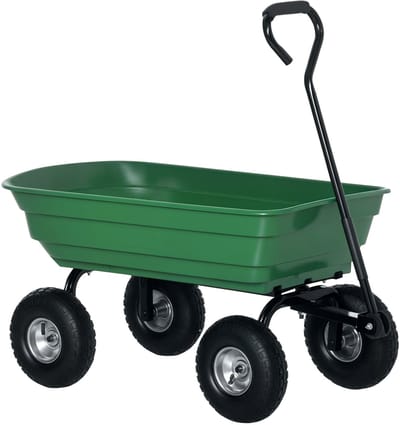 Outsunny tuinkar - Staal, rubber - 108x52x100cm - Groen
