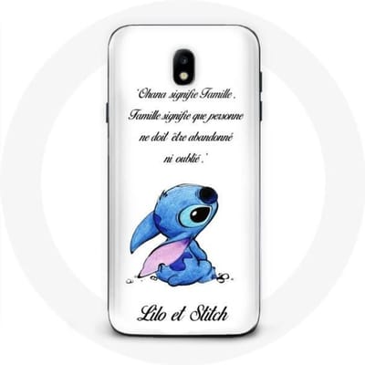 Coque Samsung Galaxy J3 2017 Lilo et Stitch Ohana Citation Blanc wit