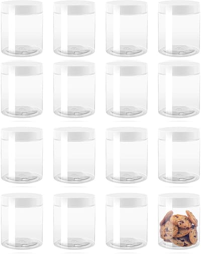 Dailygoods- Plastic Potten 500 ml - 16 Stuks - Ronde Lege Containers - Hervulbare Doorschijnende Potten - Lekvrije Opslag - Duurzaam Kunststof - Opslagpotten