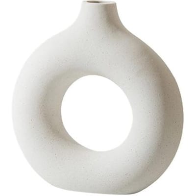 Nordic Ringvormige Vaas Moderne Decoratieve Vazen Keramische Bloemenvaas Moderne Kunst Ronde Vorm Vaas white