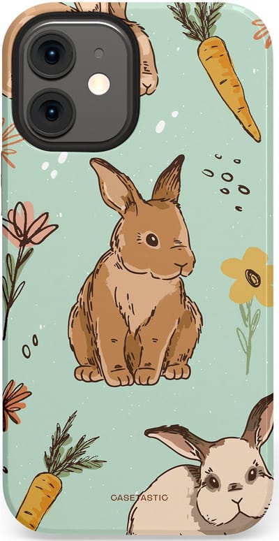 Casetastic Hoesje Geschikt voor Apple iPhone 12 Mini - Stijlvolle Beschermende Duo-layer Case - Hop hop flapoortje
