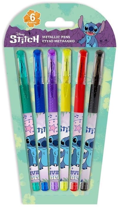 Lilo & Stitch metalen pennen – set van 6 stuks – schrijfwaren in blister