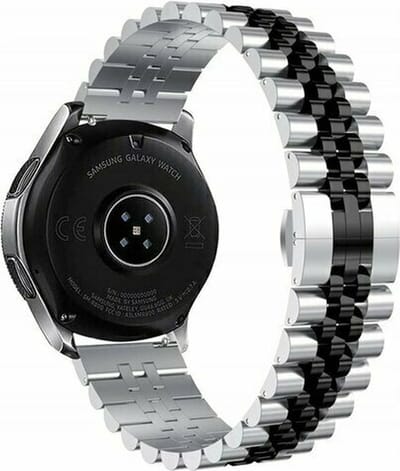 By Qubix - Geschikt voor Garmin bandje - Geschikt voor Garmin Forerunner 970 / 570 (47mm) / 255 - Stalen band - Zilver / zwart - Smartwatch bandje 22mm