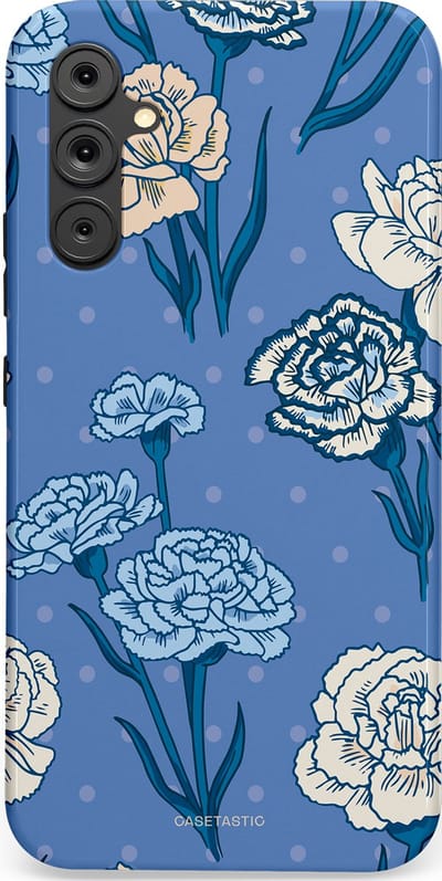 Casetastic hoesje geschikt voor Samsung Galaxy A34 (2023) 5G - Dubbellaagse bescherming - Anjer melange - Fashion Case - Lavendel Petrol Zilver