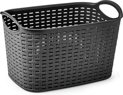 Plasticforte opbergmandje/kastmandje - 6,4 liter - zwart - kunststof - 19 x 29 x 18 cm