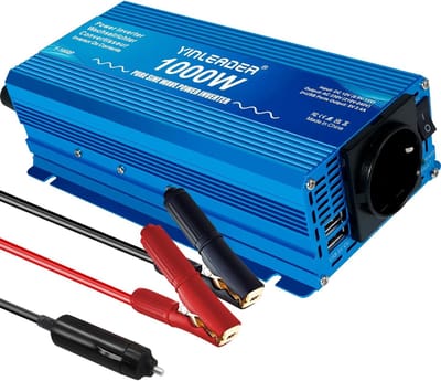 HEZIVO® Omvormer 12v 230v - Zuivere Sinusgolf - Spanningsomvormer - 1000 W / 2000 W - 1 Stopcontact 2 USB