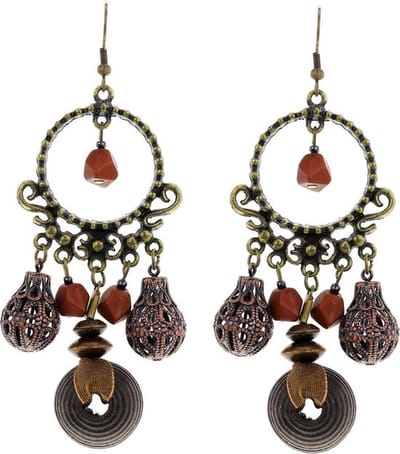 Behave - Oorhangers dames - Houten kralen boho - Retro festival stijl