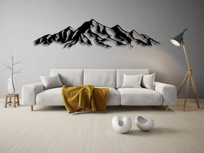 Mountain muurdecoratie - Geen boren - Wanddecoratie - Deco - Zwart - Hout - Decoratie - Art - Muurdecoratie - Line art - Wall art - Wandborden - Bohemian - kerst - kerstcadeau - wandecoratie woonkamer - Moederdag cadeautje - Mama cadeau