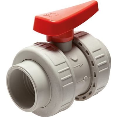 PP-H 2-weg Kogelkraan Dubbele Wartel 32 mm FKM