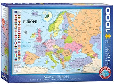 Europa Puzzel - Wereldkaart Legpuzzel - Geografie Leren - 1000 Stukjes - 48.9 x 67.6 cm - Meerkleurig