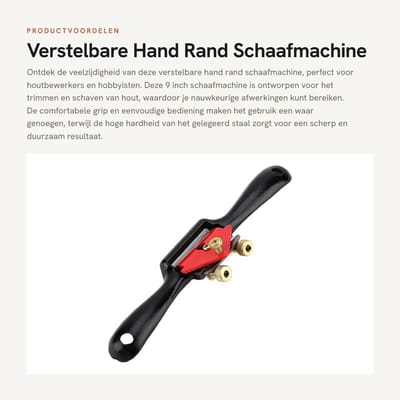 Dailygoods- Schaafmachine Verstelbaar - Houtbewerking Gereedschap - Gelegeerd Staal - Comfortabele Grip - Stabiel Slot - 21,3 x 5,3 cm - Handgereedschap