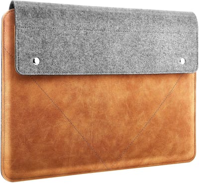 Dailygoods - Laptophoes 13-13,3 inch - Vilt en PU-leer - Elegante bescherming - Grijs en bruin - Geschikt voor Macbook Pro en iPad Pro - Luxe design