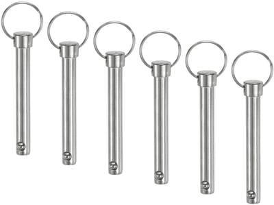 Set van 6 snelsluitpennen, 3/8" [10mm] diameter, 2.83" [72mm] gebruiks lengte voor Bimini-tops, ideaal voor scheepsbouw en trailers, carbon stalen hardware pennen van 3.15 inch [80mm] totaal lengte