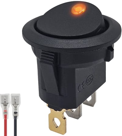 ProRide Wipschakelaar ON-OFF KCD2-12 - met Aansluitkabel - 3 pins - Rond - 12V/20A - LED indicator Oranje