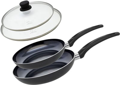 Set van 2 Pannen 28 en 32 cm keramisch zonder PFAS en 2 deksels Elo Prima Cucina