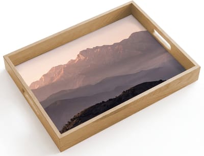 Dienblad hout 40x30 cm - Schootdienblad - Panorama - Landschap - Bergen - Borrelplank rechthoek - Plateau dienbladen