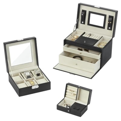 Treasury 3-delige Juwelendoos Set – Sieraden-, Horloge- & Reisset – Luxe Kunstleer