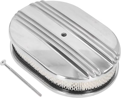 Oval Luchtfilter van 12 inch, Half Finned Gepolijst Aluminium voor 5-1/8 inch Carburetors, Prestaties, Verhoogde Luchtstroom, Duurzaamheid