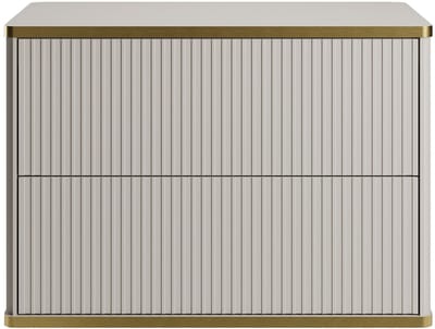 Vente-unique Hangmeubel met ribbels voor onder wastafel met gouden rand - Beige - L80 cm - KELIZA