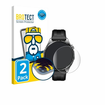 BROTECT - Screenprotector voor Huawei Watch GT 6 (46 mm) - Folie Beschermfolie transparant volledig dekking - 2 Stuks