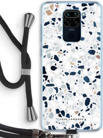 Case Company® - Hoesje met koord geschikt voor Xiaomi Redmi Note 9 hoesje met Koord - Terrazzo N°1 - Telefoonhoesje met Zwart Koord - Bescherming aan alle Kanten en Over de Schermrand