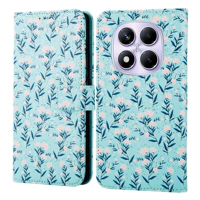 imoshion Hoesje - Geschikt voor Xiaomi Redmi Note 14 Pro (4G) - Design Bookcase smartphone - Blue Flowers