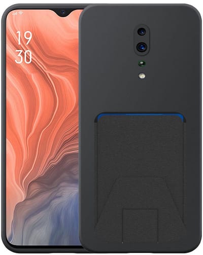 Geschikt voor Oppo Reno Z Telefoonhoesje met Verstelbare Leren Pasjeshouder - Flexible Back Cover Case Siliconen TPU with Adjustable Leather Cardslot - Zwart - Smartphonica geschikt voor Oppo Reno Z