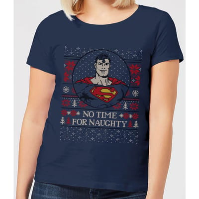 Superman May Your Holidays Be Super Women's Christmas T-Shirt - Navy - XS