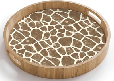 Dienblad rond 40x40 cm - Schootdienblad hout - Giraf - Klassiek - Bruin - Borrelplank rechthoek - Plateau houten dienbladen
