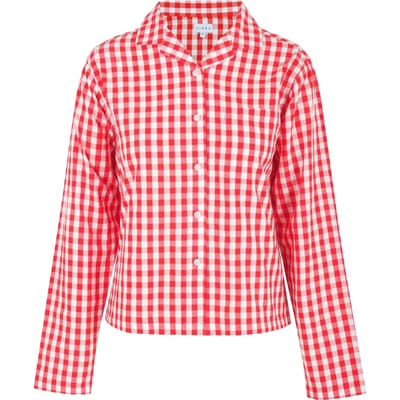 Linea Dames/Dames Gingham geruit, ontspannen overhemd met lange mouwen (Rood, Wit)