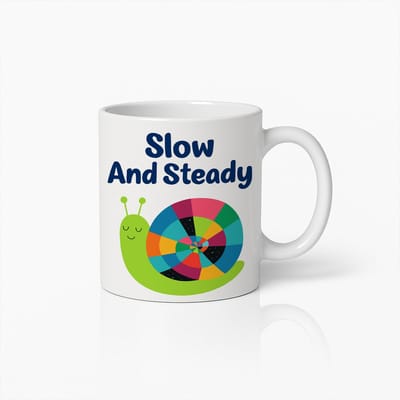 Langzaam en Gestaag Mok 330ml – Schattige Slak Koffiebeker – Inspirerend Cadeau voor Geduld en Positiviteit