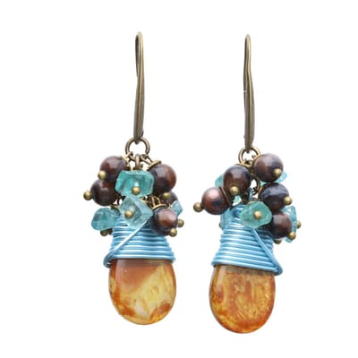 Bela Donaco - Oorbellen Bohemian – Tsjechisch glas druppel – Apatiet – Parelmoer