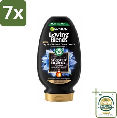 7 x Garnier Loving Blends Magnetic Charcoal Conditioner 250 ml - Grootverpakking - Vette Hoofdhuid - Droge Lengtes - Conditioner - Zuiverende Conditioner - Hydraat