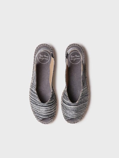 Espadrilles met open neus, sleehak en gestreepte stof voor dames | BERI-RG